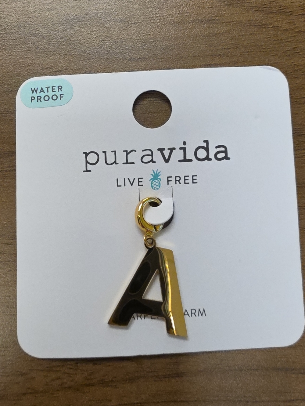 Pura Vida Harper Slanted Statement Alphabet "A" Charm, Gold